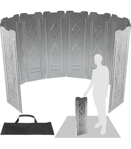 Paravento Pieghevole Per Fornello Da Campeggio - 10 Piastre In Alluminio - Anti-Vento Per Gas O Legna - Foto 8