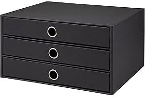 RÖSSLER PAPIER Rössler SOHO 3er Schubladenbox A4 aus Papier | Büro Organizer Schreibtisch| Schubladen Organizer Büro Zubehör & Bürobedarf | Schreibtisch Organizer Box | 34 x 25 x 19 cm | 1 Stück | Farbe: Schwarz