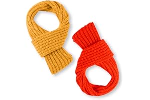 XIHIRCD 2 Bufanda para Niños, Bufandas de Punto Pequeñas Calentador Cuello Invierno Ropa de Invierno para Niños Pequeños, Niñas y Niños en Clima Frío (Jengibre, Naranja Brillante)