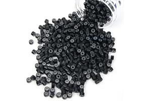 Vlasy 200 Pcs Silicone Micro Rings for I Tip Hair Extensions 5mm Micro Nano Beads Micro Links Hair Beads (Black)