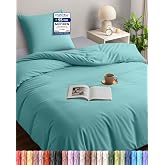 Utopia Bedding Duvet Cover for 90 Bed 135 x 200, BLU SPA | Duvet Cover 135 x 200 cm and 1 Pillowcase 80 x 80 cm, Microfibre,