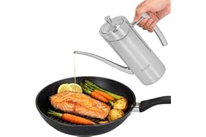 Tissting Dispensador de aceite, Botella vertedora de acero inoxidable con pico largo y tapón de silicona 500ml para cocina, almacenamiento doméstico y chefs caseros