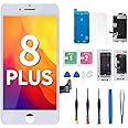for iPhone 8 Plus Screen Replacement Kit White 8+ Screen Replacement 5.5" LCD 3D Touch Screen Digitizer Frame Assembly with Screen Protector Repair Tools Kit for A1864,A1897,A1898