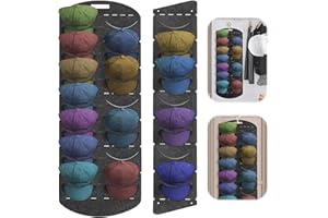 ZEBETTER-HSC 2 Stück Baseball Kappen Halterung, Faltbar Kappenhalter Wand mit 21 Taschen, Einreihig und Doppelte Hutständer für Baseballkappen, Tür Rückwand Cap Halter für Aufbewahrung Anzeigen von Baseballkappen