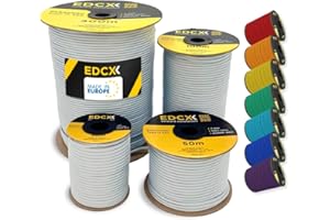 EdcX Paracorde en Nylon 4 mm 550 30, 50, 100, 300m (100-1000 Pieds) - Type III, Corde 100% Nylon, Corde à 7 brins, Corde en Nylon 4 mm dans des Couleurs Unies