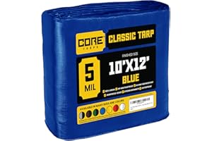 Core Tarps telo impermeabile esterno(105 g/m2|10′ X 12′ | 3m X 3.65m,Blu)5 Mil protective tarpaulin | tent cover | Telo con occhielli resistente ai raggi, UV, antistrappo.