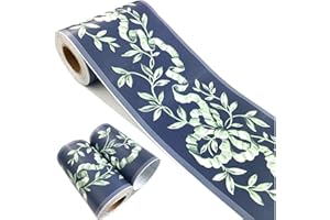 Mesoar Self Adhesive Navy Floral Rattan Wallpaper Border Peel Stick Decorative Ceiling Sticker Molding Border 10cm by 32.8ft