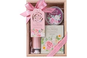 ‎ACCENTRA Accentra – Badeset Frauen Geschenkset I DREAM OF FLOWERS in schöner Geschenkbox – 3-teiliges Pflegeset mit Handcreme, Körperbutter und Badesalz – Geschenk Set zum Valentinstag & Muttertag