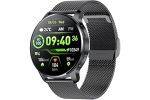 Krostming Orologio Smartwatch Donna Uomo Chiamate Rotondo con 360 * 360 Risoluzione IP67 Impermeabile 20 Sport APP Notifica Promemoria per Android iPhone