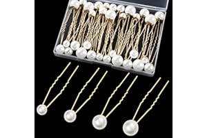 Kiiwah 32pcs Pince Chignon à Cheveux en 4 Tailles Perles, Épingle de Mariage Élégant, Bijoux Cheveux de Tete Mariage en Forme U pour Mariée, Demoiselle, Filles