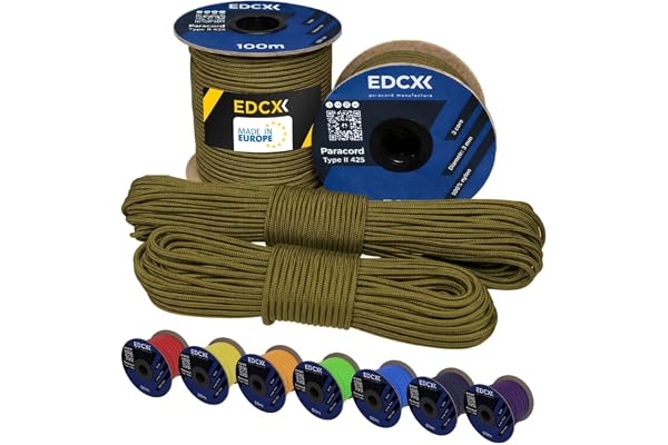 EdcX 3 mm Nylon Paracord 425 (15, 30, 50 and 100m) – 3 mm Type II, 100% Nylon Rope, 3 Strand Rope, 3 mm Nylon Rope in Many Colors (Light Khaki, 15 m)