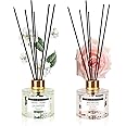 Soul & Scents Jasmine and Midnight Rose Reed Diffuser Set|Free 6 Fiber Reed Sticks with Each|Toxin Free & Stress Relief|Long Lasting|Room Freshener for Home, Bedroom|Combo Pack of 2-120ml Each
