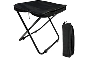 Surbootime Camping Stool, 13 * 10.5 * 12.5 Inch Portable Foldable Compact Outdoor Footstool, Lightweight Mini Folding Stool for Hiking, Garden, Fishing and Picnic BBQ, Bearing 220 Pounds (Black)