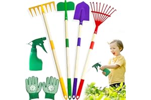 Lalloply Kids Gardening Set 6 PCS Outdoor Toys for Toddlers Age 3-5 Garden Toys with Shovel, Rake, Hoe, Leaf Rake,Watering Can, Gloves. Gardening Tools for 3+ Boys Girls. Garden Gifts for Children