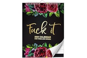 Kawoja Calendar 2024 UK,F_ck It Wall Calendar For Tired-Ass Women A4size, 2024 Calendar from January 2024 - December 2024, 28x22cm, Spiral Bound Calendar for Home Business Office School