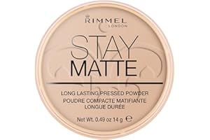 Rimmel London Cipria Compatta Stay Matte, Polvere Opacizzante a Lunga Tenuta per Pelli Grasse e Miste, 005 Silky Beige- 14 g