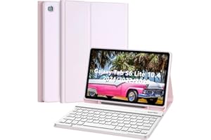 HOTLIFE Funda con Teclado para Samsung Galaxy Tab S6 Lite 10.4'' 2024/2022/2020 (SM-P620/P625/P613/P619/P610/P615), Funda de Cuero con Teclado Bluetooth Desmontable, Suspensión/Activación Automática(Rosa)