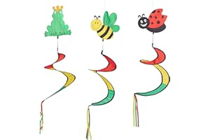 Relaxdays Spirale, 3er Set, Tiermotive, Deko-Windspiel für draußen, hängend, Windfahne Garten & Balkon, bunt