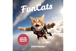 FUN PUGS Fun Cats Cat Calendar 2025 - Large 12 Month 2025 Calendar Month to View Funny Cat Calendar 2025 - Cute Cat Wall Calendar 2025 UK Made by Fun Pets