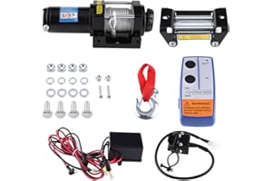 Victool Verricello elettrico, 4000lbs DC 12 V, kit argano di salvataggio elettrico, 15 m, corda in acciaio, con telecomando per auto, ATV, trailer e camion