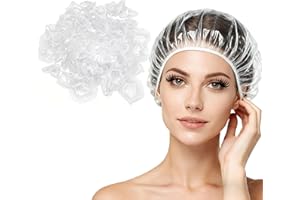 ACEFUN 50PCS Disposable Shower Caps,Plastic Clear Hair Cap Large Thick Waterproof Bath Shower Cap for Women Hotel Travel Deep Conditioning Hair Care Cleaning Supplies
