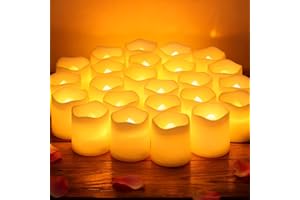 SONGLYPIAN 24 Pièces Bougies LED Vacillantes avec Effet Flamme Réaliste,Chauffe-Plat Électriques Sans Flamme Petite Bougie,Chandelles Clignotantes Lampe pour Noël Mariage Pâques Décoration