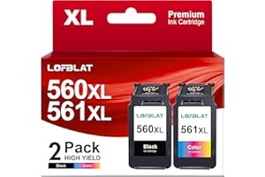 LOFBLAT 560XL 561XL Cartouches d'encre Remplacement pour Canon 560 561XL pour Canon Pixma TS5350 TS7450i TS5350a TS7450 TS5350i TS5300 TS5351 TS5351a TS7451a (Noir Tri-Colore, 2-Pack)