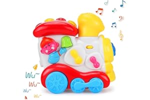 Hantehon Baby Toys 6 to 12 Months, Train Toys, Interactive Walking Sensory Toys, Toot Toot Drivers, Simulates The Sound of A Real Train - Christmas Birthday Gift Set