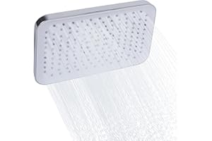 Ronvie Large Shower Head, High Pressure Rainfall Shower Head with Self-Cleaning, Luxury Modern Chrome, Universal G1/2 Waterfall Showerhead with Adjustable Angles 10 Inch Square