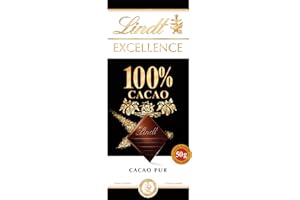 Lindt Excellence Chocolate 100% Cacao, chocolate negro puro sin azúcar, sabor intenso y auténtico 50 g