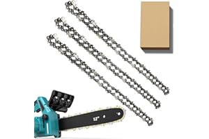 CHAMSUREUK 3 Pack Chainsaw Chain for 12 Inch (30cm) Bar, 3/8" LP 45 Drive Links .043" Gauge, Replacement Chain fits for Ryobi OCS1830, Bosch AKE 30 Li, Makita, Dewalt and More and Other Chainsaws