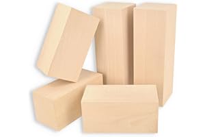 KMBRGH Basswood Carving Blocks 5 Large pcs, Linden Wood Whittling Kit for Beginners and Professionals, Lime Wood Carving Set, Wooden Planks for DIY, Hobby Wood Carving Kit.