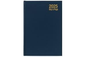 IMPRINT PRESS Imprint 2025 Premium Quality A4 Day to Page Diary with Full Page of Saturday & Sunday, Hardback Desk Diary with Ribbon Marker, Planner Organiser Diary (Navy Blue)