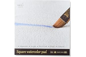 SM.LT AS 20 (260) Q English Watercolor Pads quadrato di carta per acquerello, 260 GSM Bianco 100% Riciclato Papier con cotone, alterungsbestaendig e acidi, 20 fogli