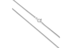 AKA Gioielli® - Łańcuszek typu żmijka ze srebra wysokiej próby 925, 1,4 mm, długość naszyjnika: 45, 50, 60, 70, 80, 90 cm, Srebro szterlingowe