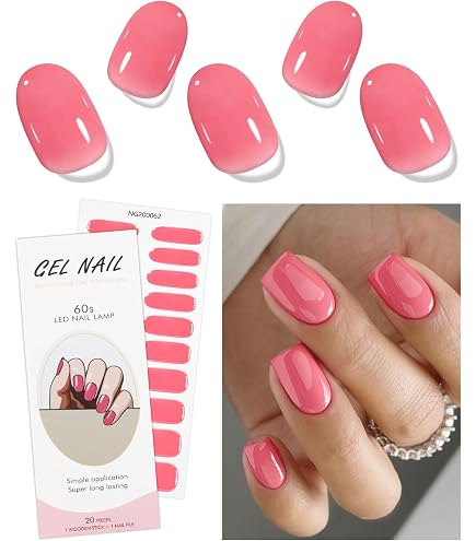 JMEOWIO Weihnachts-Nagelfolien Mit Glitzer & Rosa – Selbstklebende Gel-Nagelsticker (20 Stück Inkl. Zubehör)