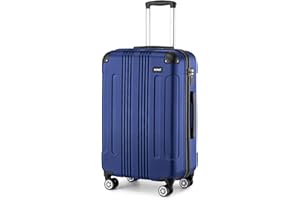 Kono 24 Inch Medium Hard Shell Luggage Lightweight ABS 4 Wheels Spinner Business Trip Trolley Case Suitcase (Navy)