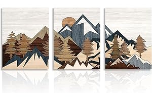Dazzlewall Affiche Décorative Murale Boho Mountain Poster Vintage Abstrait pour Bureau Chambre Salon Décor 12x16 in Sans Cadre Lot de 3