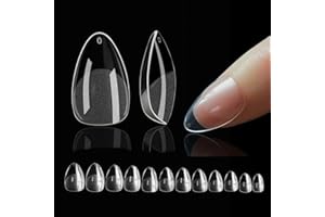 KIANOOL 552 PièCes Capsule Americaine Ongle Amande, 12 Tailles Clair Mat Xs Court Tips Kit Faux Ongles Transparent, Pose Americaine Press On Nails pour Les Extensions Bricolage Nail Art