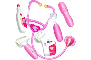 BUYGER 6 Pieces Doctor Set Accessories for Kids, Light and Sound Medical Dentist Doctor Toys Pretend Role Play Toys Gifts for 3 + Year Old Kids Girls Boys