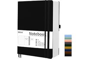 Mlife B5 Cuaderno Rayado Engrosado, 360 Páginas Y 100 G/M² De Papel Resistente A La Tinta, Cuadernos Con Bolsillo Plegable Para La Oficina, La Escuela, El Hogar, La Escritura Y Notas (Negro)
