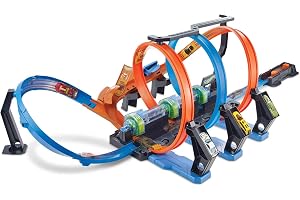 Hot Wheels FTB65 - Corkscrew Crash Track med 3 Motordrivna Boosters och 3 Loopar, För Barn mellan 5-10 år