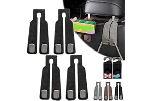 GIENSLRU Tekiep Car Seat Hooks, Car Seat Hooks for Headrest, Car Seat Back Storage Hook, Car Seat Back Double Hook, Car Seat Headrest Hooks for Purses and Bags (4*Black)