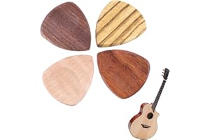 TOGTHERKINGS Plettri per chitarra in legno Plettri per chitarra acustica a plettro flessibili Supporto per plettro Plettro per chitarra premium per chitarra acustica, chitarra elettrica, ukulele, basso, 4 pezzi