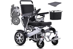Broobey Tragbare elektrischer Rollstühle für Erwachsene, Leichte Elektrische Rollstuhl Faltbar Stütze 150Kg, Elektrische Rollstuhl für Senioren, 30+ km Lange Reichweite (20 Ah Batterie)