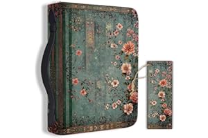 Hobbspring 1pc Large Bible Cover 20.3x28.5x5.9cm PU Leather Bible Case with Bookmark Vintage Flower Branch Bible Carrying Case for Women Men Christian Bible Note Books Carrying Accessories