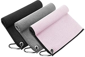 KEAHND Serviette De Nettoyage De Golf Avec Clips,3 Pcs Serviette De Golf En Microfibre Avec Mousqueton,Serviette De Golf Avec Clip,Serviette De Nettoyage Pratique Pour Le Golf,Ensemble De Serviettes De Golf