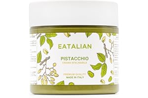 EATALIAN by AMZ BETTER Crema de Pistacho, Deliciosa Crema para Untar con un Sabor Dulce y Único, Ideal para Pan, Perfecta con Helado, Excelente para Dubai Chocolate, 200 gr Made in Italy