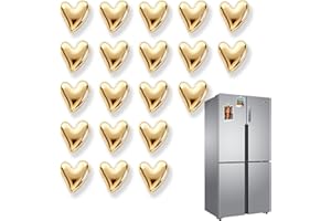 Aihoom 20 Pièces Aimants Frigo Dorés en Forme de Cœur, Magnets Puissants et Décoratifs, Décoration Maison, Petits Aimants pour Photos et Notes, 2 x 2cm, pour Réfrigérateur, Tableau Magnétique, Bureau
