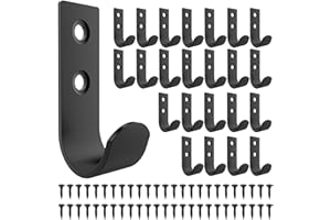 SONDENG 24 PCS Black Coat Hooks Wall Mounted with 50 Screws, Wall Hooks Stainless Steel Heavy Duty Coat Hooks for Hanging Clothes Hat Bag Towels Key Door Kitchen Bathroom